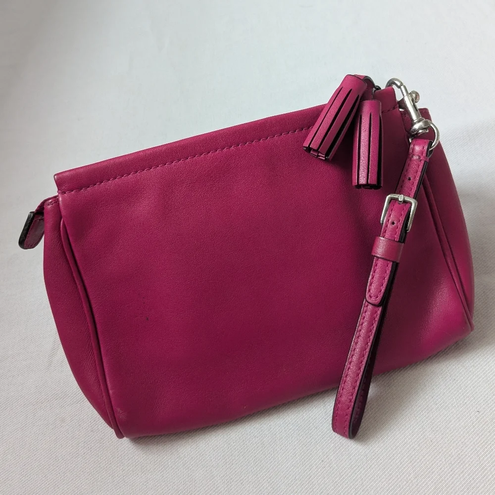 Coach Legacy Smooth Leather Tassel Wristlet Fuchsia Pink